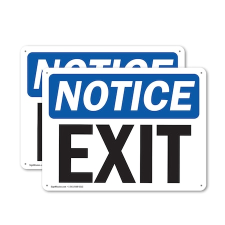 Signmission Exit Sign, Plastic, 14 in W, 10 in H, Exit OS-2PACK-NS-P-1014-L-12248